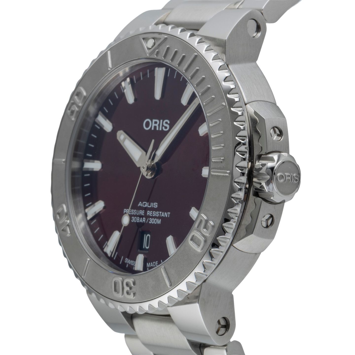 Oris Aquis Date 01 733 7766 4158-07 8 22 05PEB (Onbekend (willekeurig serienummer)) - Rood wijzerplaat 42mm Staal (6/8)