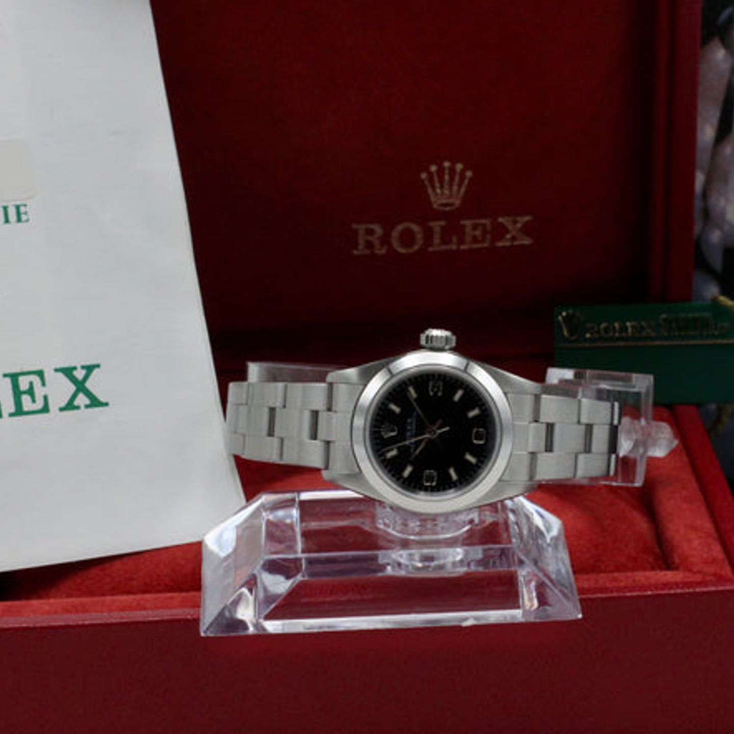 Rolex Oyster Perpetual 67180 (1997) - Black dial 26 mm Steel case (3/7)