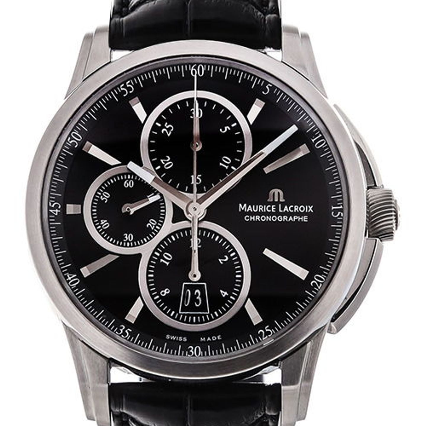 Maurice Lacroix Pontos Chronographe PT6188-SS001-330 (2024) - Zwart wijzerplaat 43mm Staal (1/4)