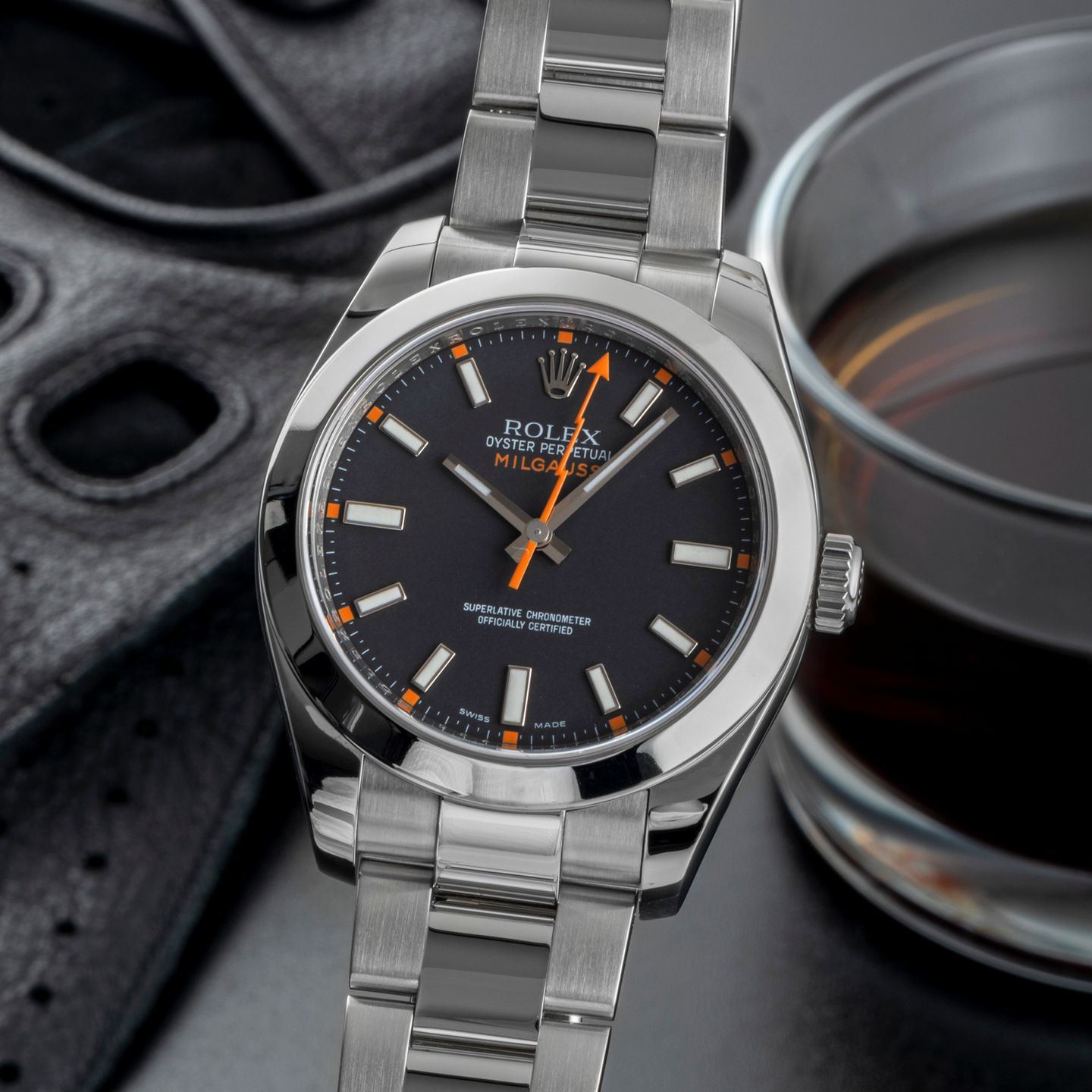 Rolex Milgauss 116400 (Onbekend (willekeurig serienummer)) - Zwart wijzerplaat 40mm Staal (3/8)