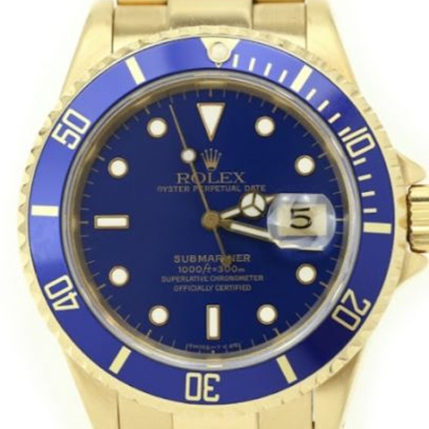 Rolex Submariner Date 16618 (1991) - Blue dial 40 mm Yellow Gold case (1/1)