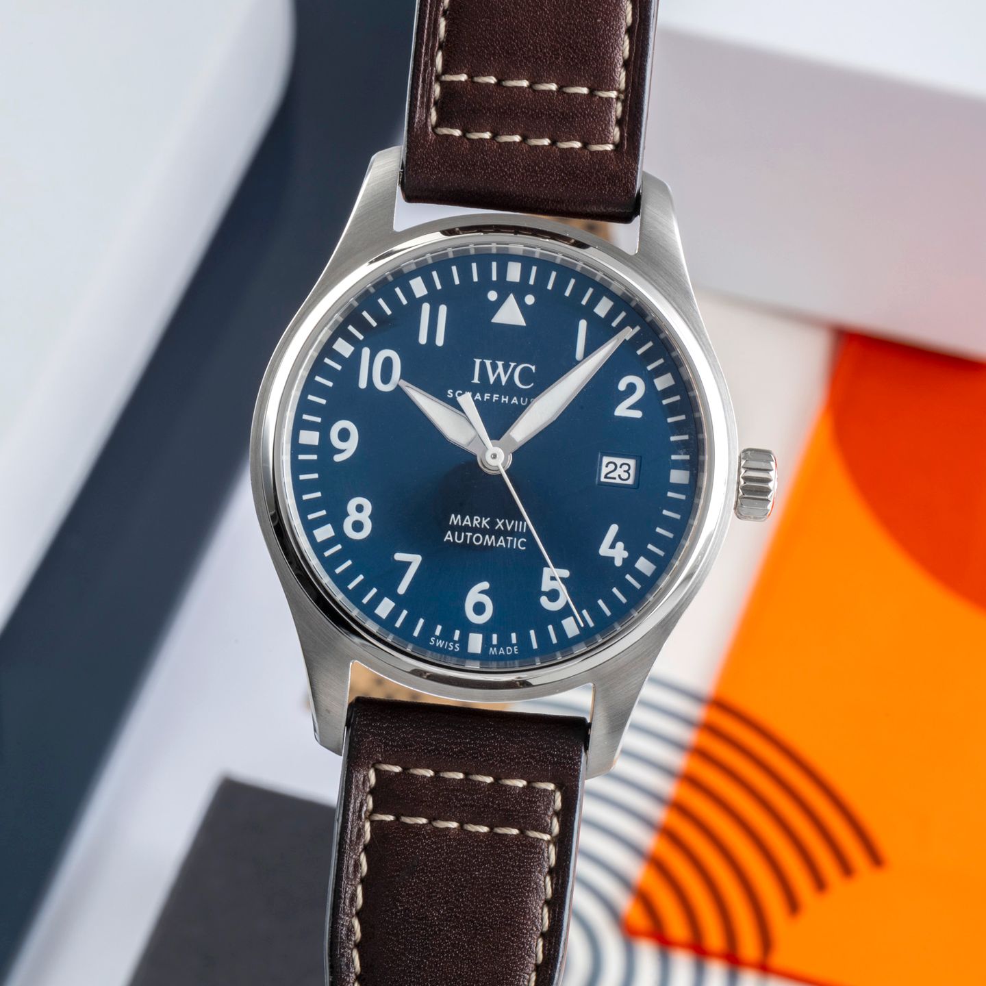 IWC Pilot Mark IW4421 (Onbekend (willekeurig serienummer)) - Zwart wijzerplaat 28mm Staal (3/8)