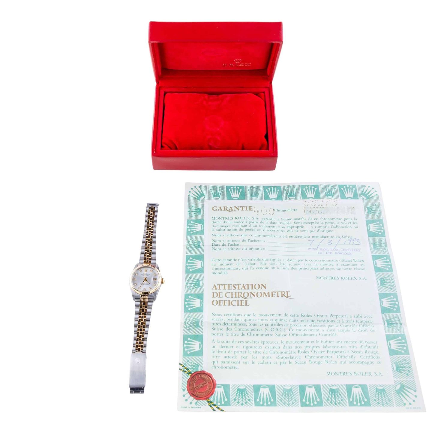 Rolex Datejust 31 68273 (1991) - Silver dial 31 mm Gold/Steel case (8/8)