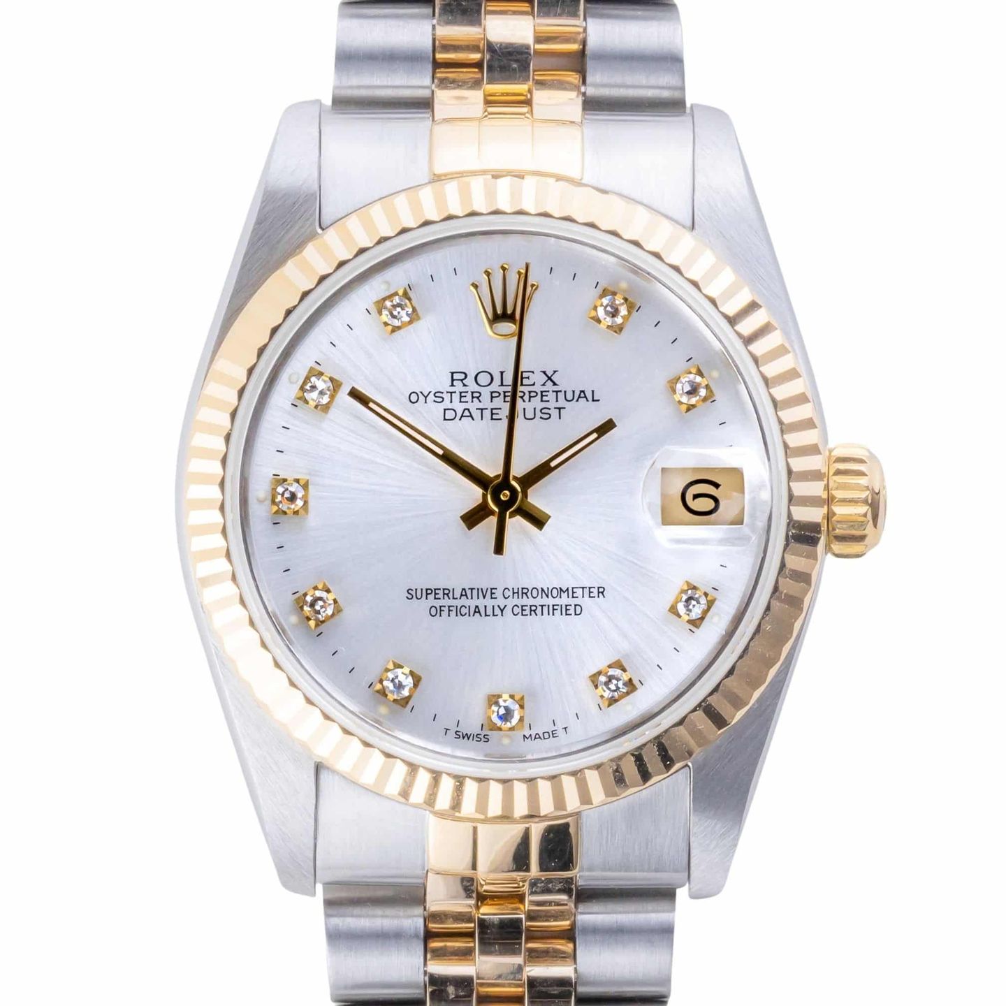 Rolex Datejust 31 68273 (1991) - Silver dial 31 mm Gold/Steel case (3/8)