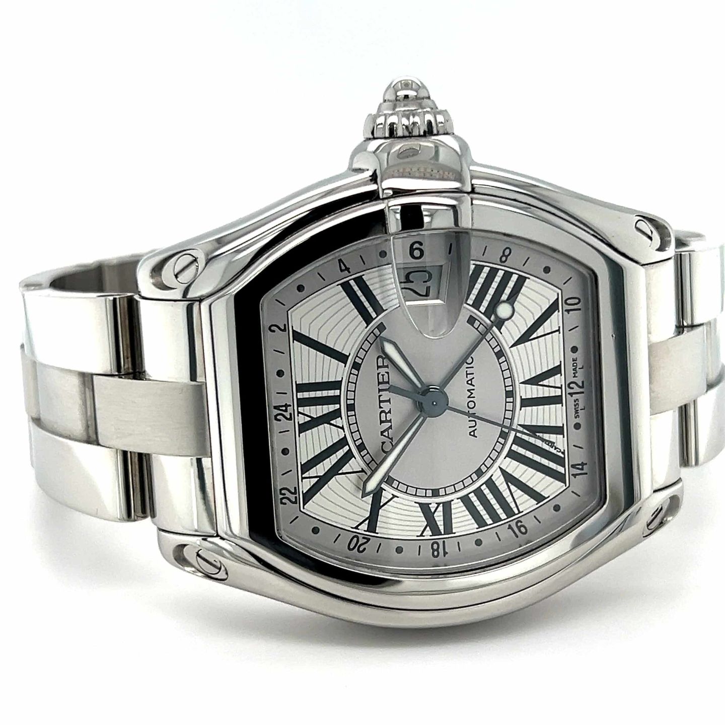 Cartier Roadster 2722 (Onbekend (willekeurig serienummer)) - Zilver wijzerplaat 42mm Staal (2/8)