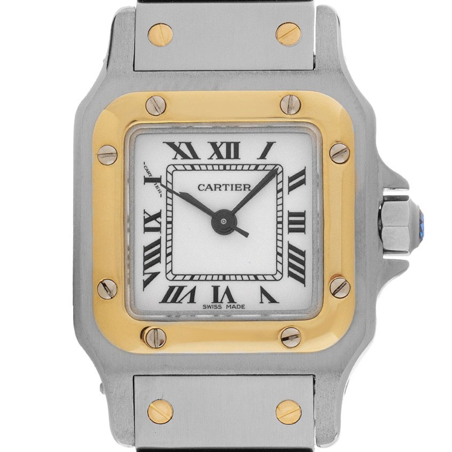 Cartier Santos 0902 (1999) - Wit wijzerplaat 24mm Goud/Staal (1/6)