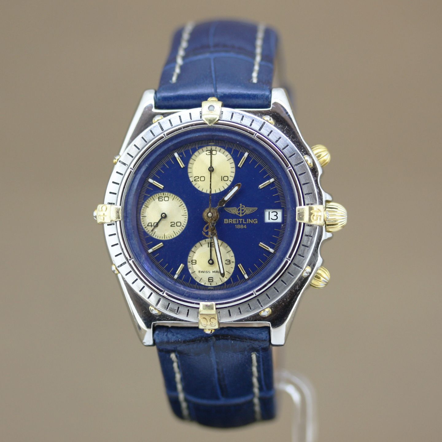 Breitling Chronomat 81950 (1985) - Blue dial 39 mm Gold/Steel case (2/8)