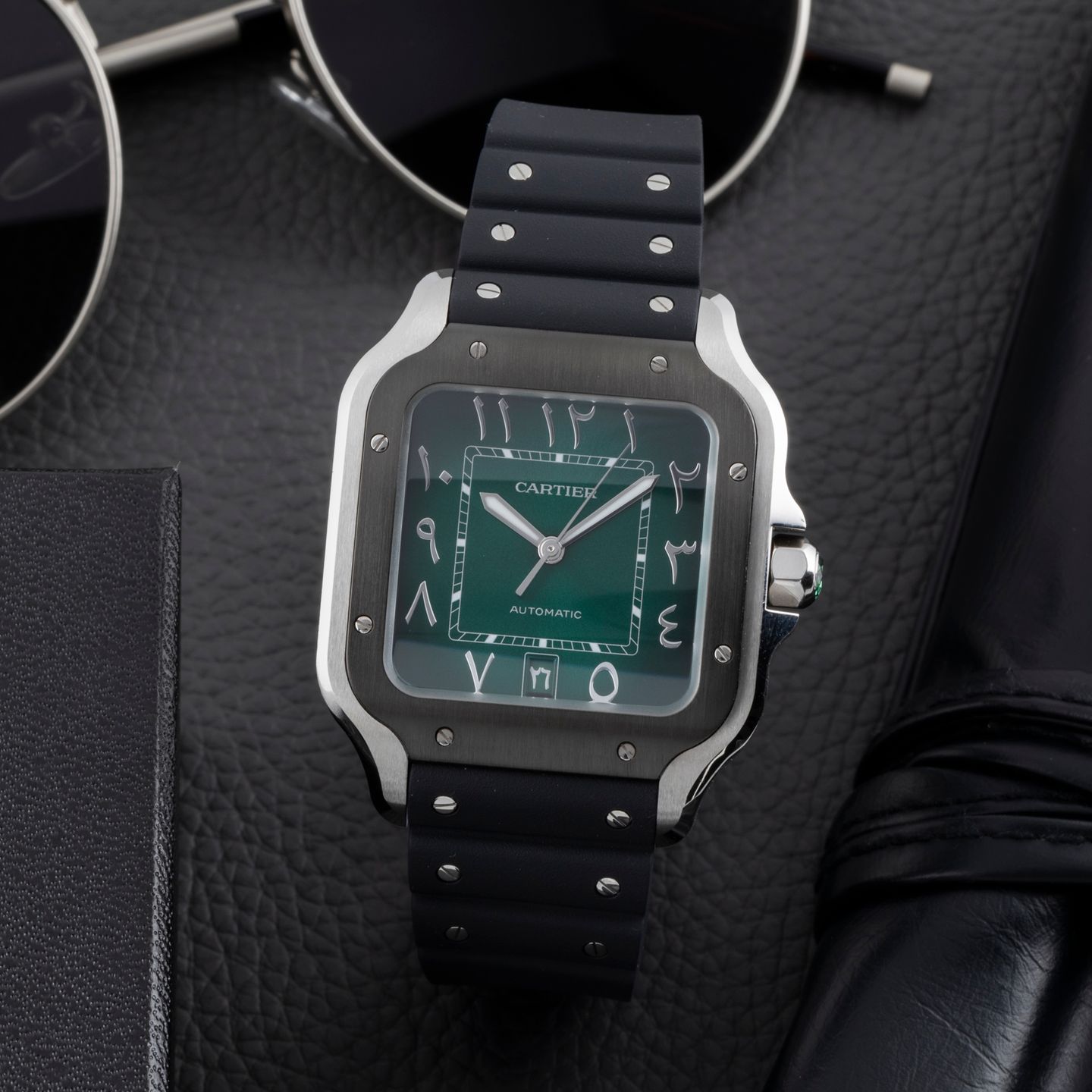 Cartier Santos WSSA0055 (2024) - Green dial 40 mm Steel case (1/8)
