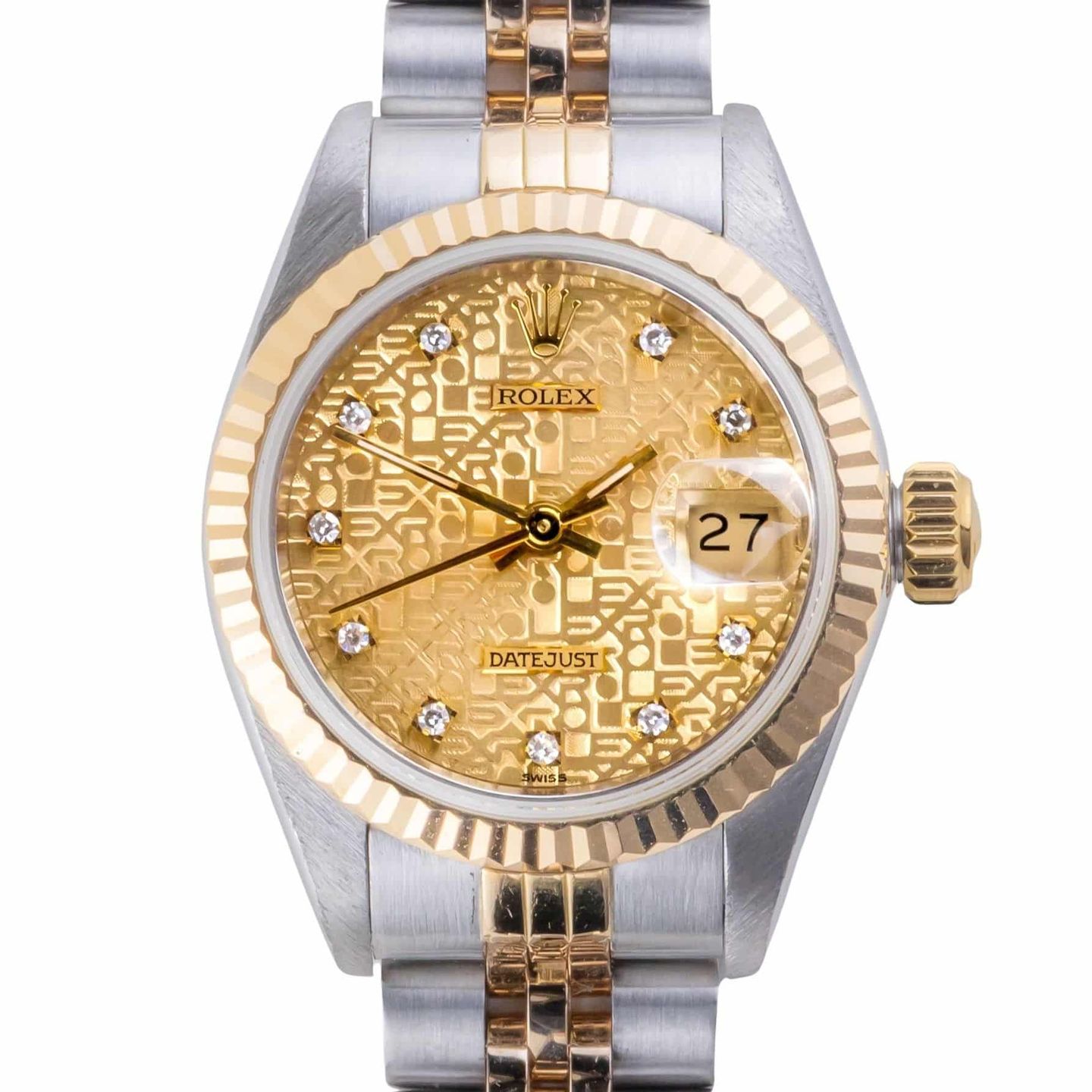 Rolex Lady-Datejust 69173 (1990) - Champagne dial 26 mm Gold/Steel case (3/8)