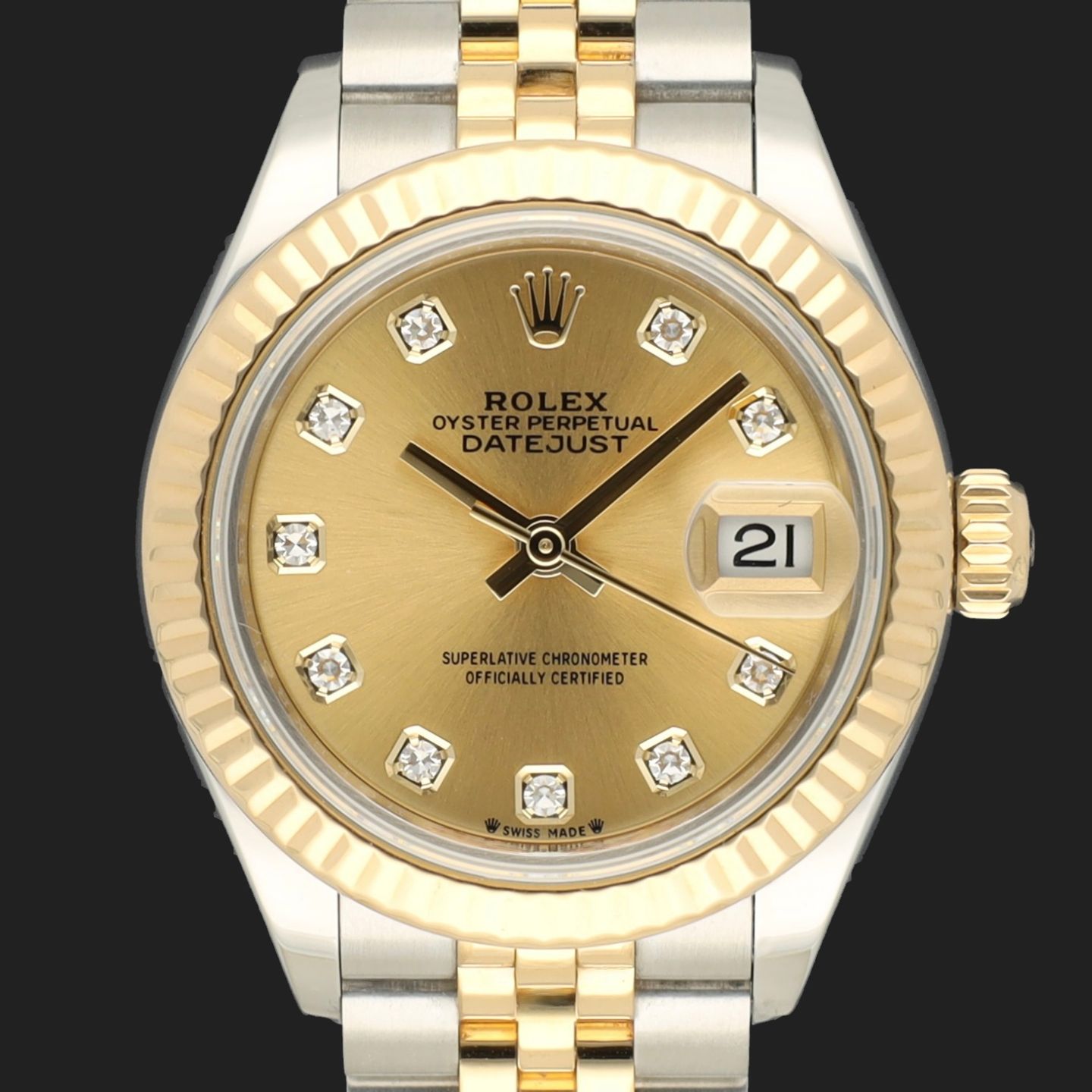 Rolex Lady-Datejust 279173 (2021) - Champagne dial 28 mm Gold/Steel case (3/8)