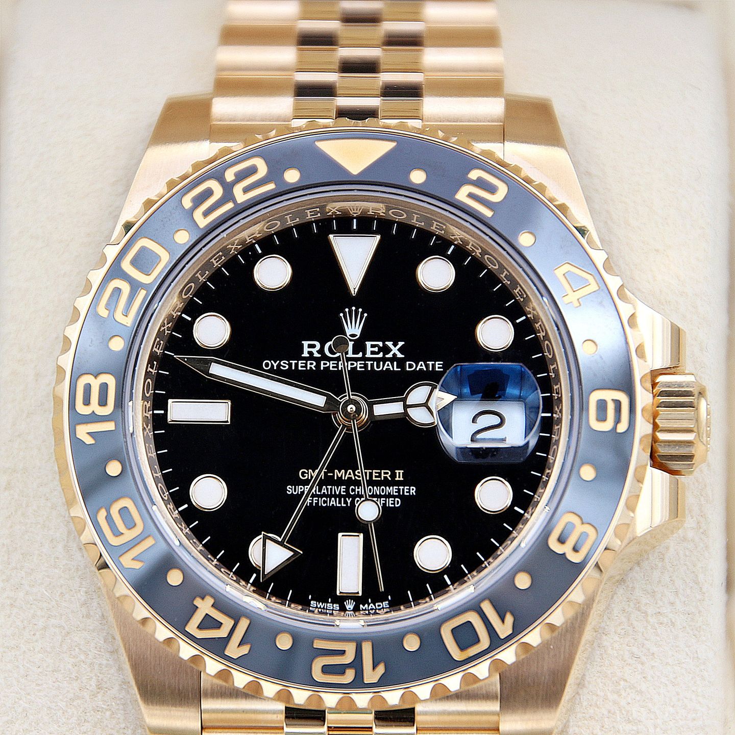 Rolex GMT-Master II 126718GRNR (2023) - Zwart wijzerplaat 40mm Geelgoud (1/8)