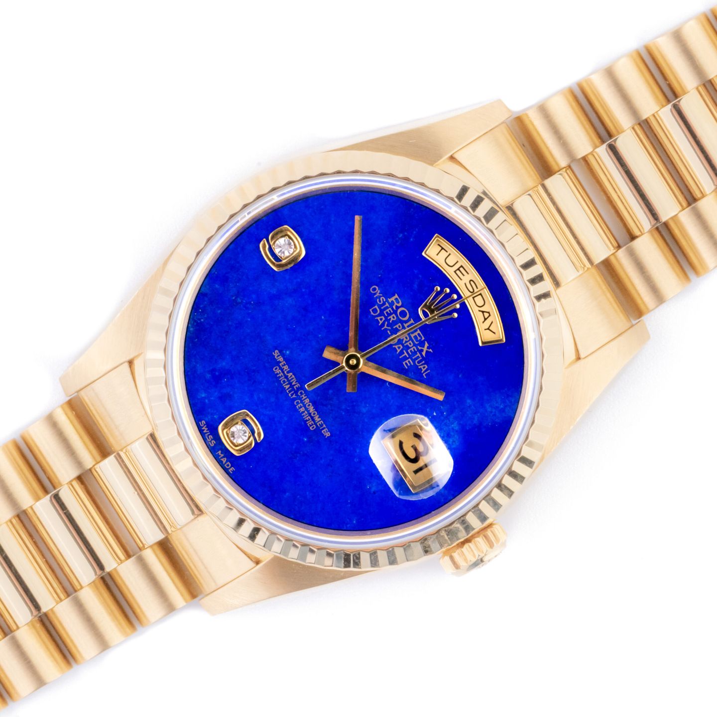Rolex Day-Date 36 18238 (1993) - Blue dial 36 mm Yellow Gold case (1/8)