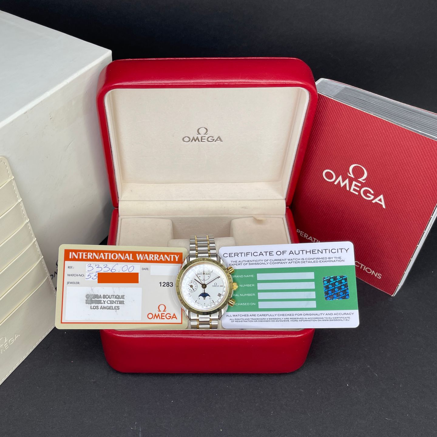 Omega Speedmaster 3336.20 (Unknown (random serial)) - White dial 39 mm Gold/Steel case (2/8)