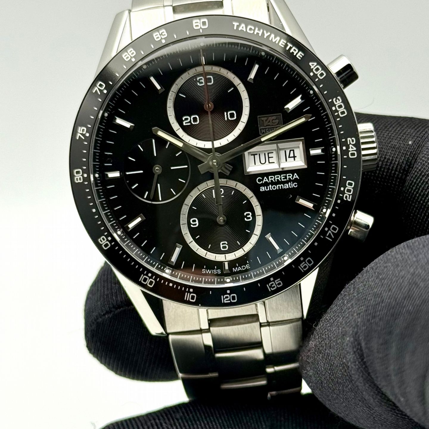 TAG Heuer Carrera Calibre 16 CV201AG.BA0725 (2014) - Black dial 41 mm Steel case (3/8)