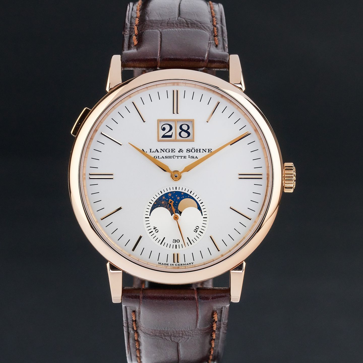 A. Lange & Söhne Saxonia 384.032 (Unknown (random serial)) - Silver dial 40 mm Rose Gold case (3/8)