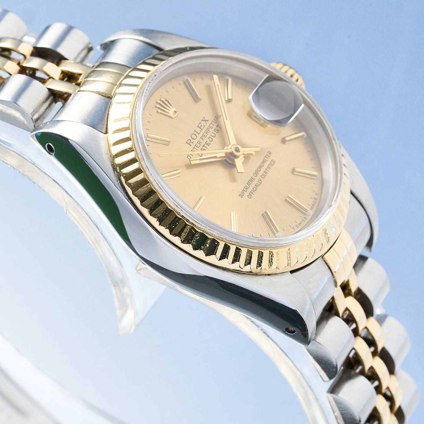 Rolex Lady-Datejust 69173 (1991) - Champagne wijzerplaat 26mm Goud/Staal (4/8)