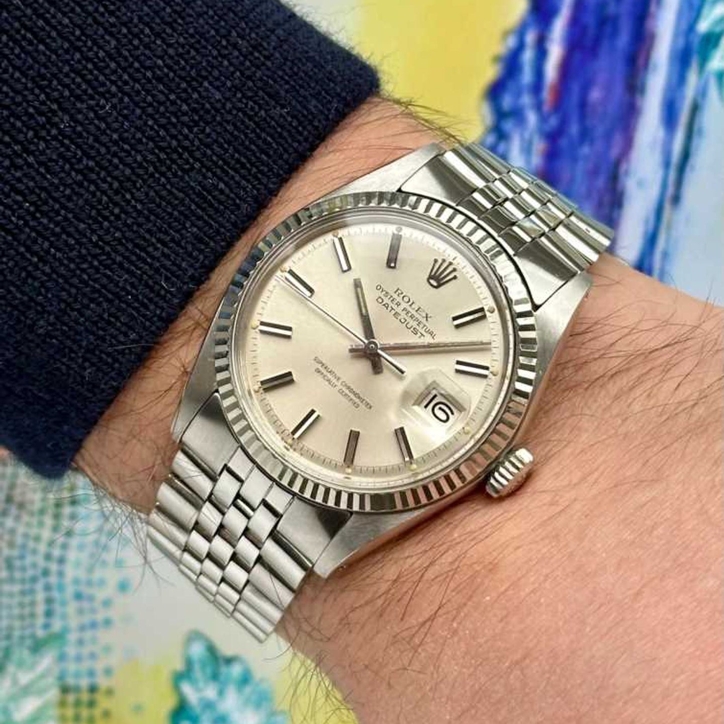 Rolex Datejust 1601 (1973) - Zilver wijzerplaat 36mm Staal (2/8)