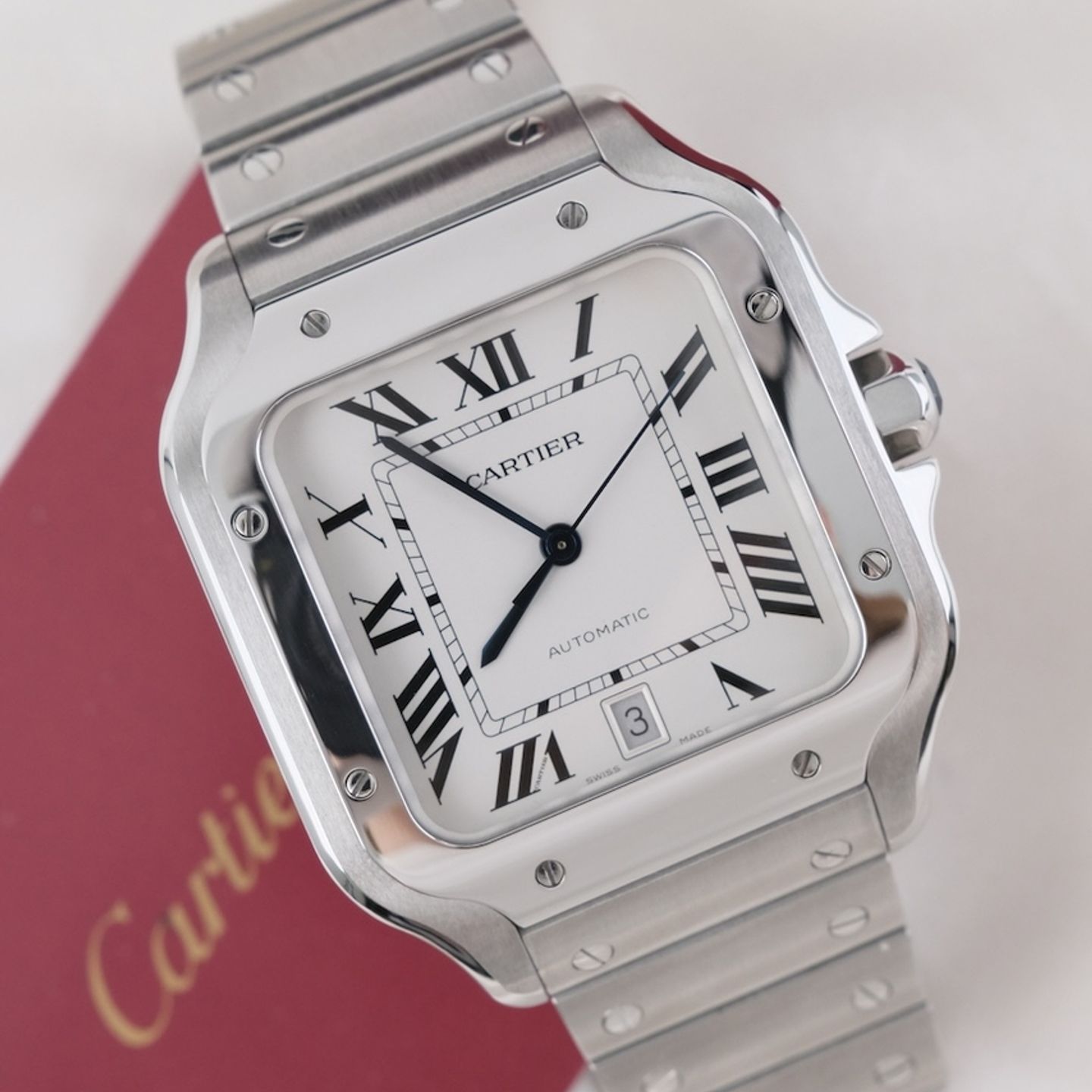 Cartier Santos WSSA0009 (2018) - White dial 40 mm Steel case (3/8)