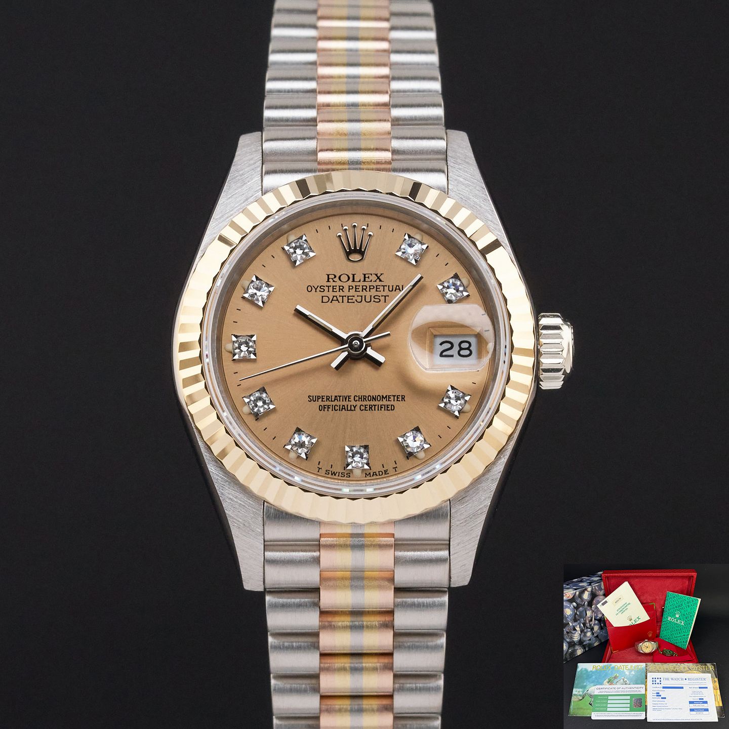 Rolex Lady-Datejust 69179 (1988) - Champagne dial 26 mm White Gold case (1/8)