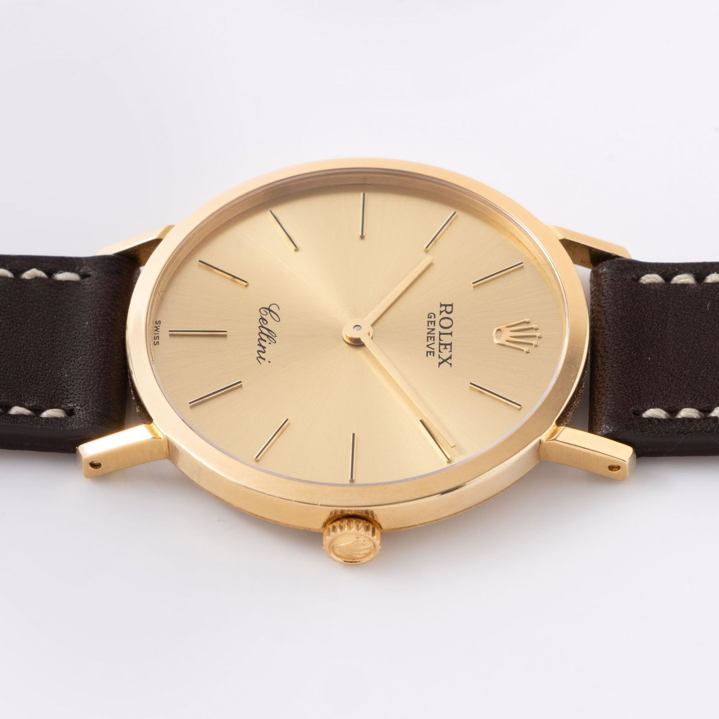 Rolex Cellini 4112 (1991) - Champagne dial 32 mm Yellow Gold case (5/7)