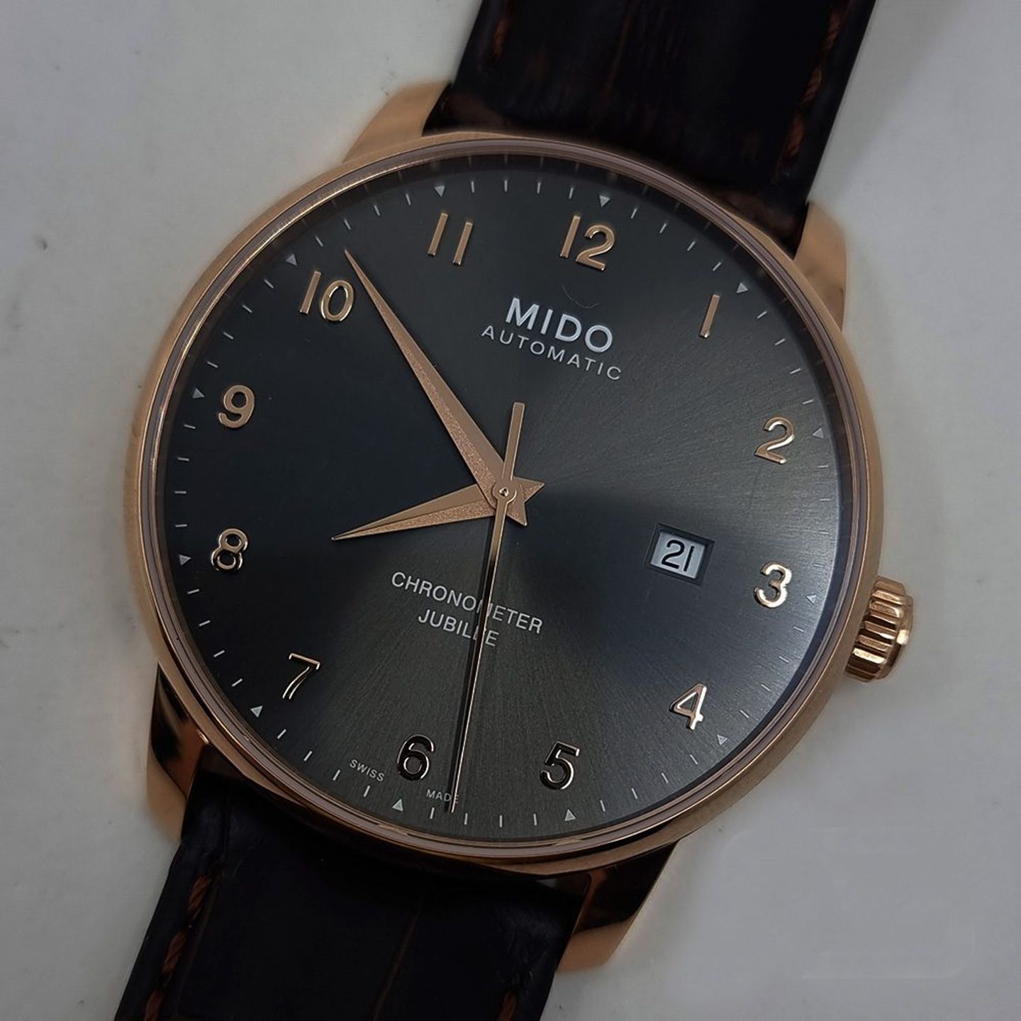 Mido Baroncelli M037.608.36.062.00 (2025) - Grey dial 42 mm Steel case (1/8)