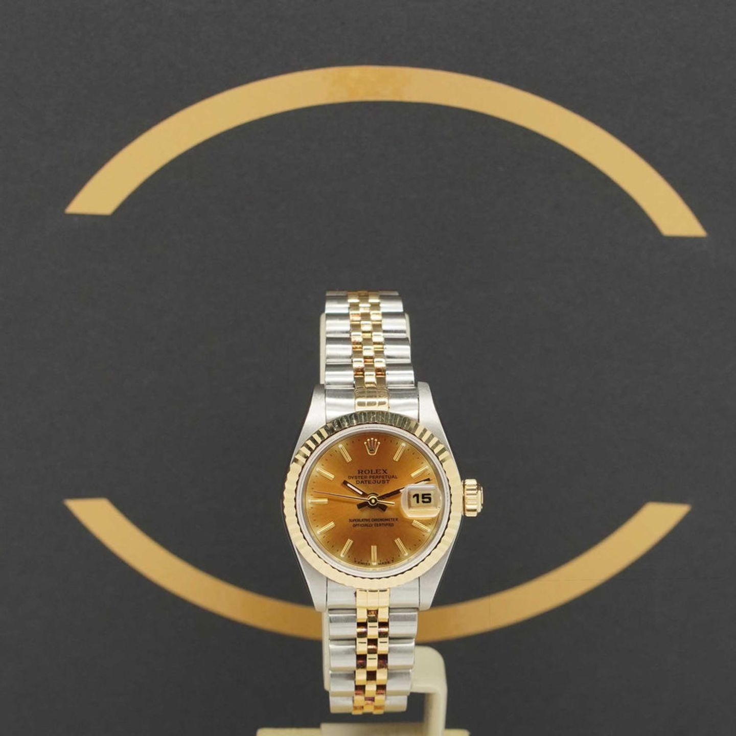 Rolex Lady-Datejust 69173 (1995) - Orange dial 26 mm Gold/Steel case (1/6)