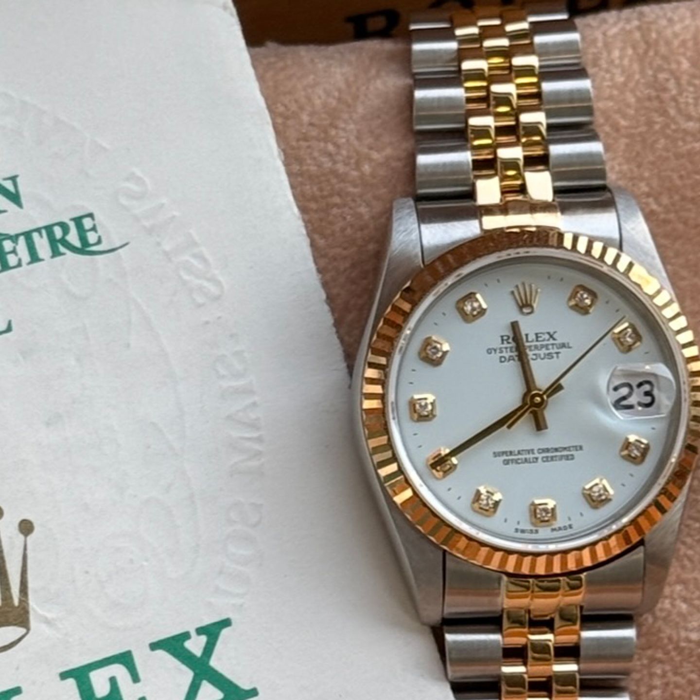 Rolex Datejust 31 68273 (1993) - White dial 31 mm Gold/Steel case (1/8)