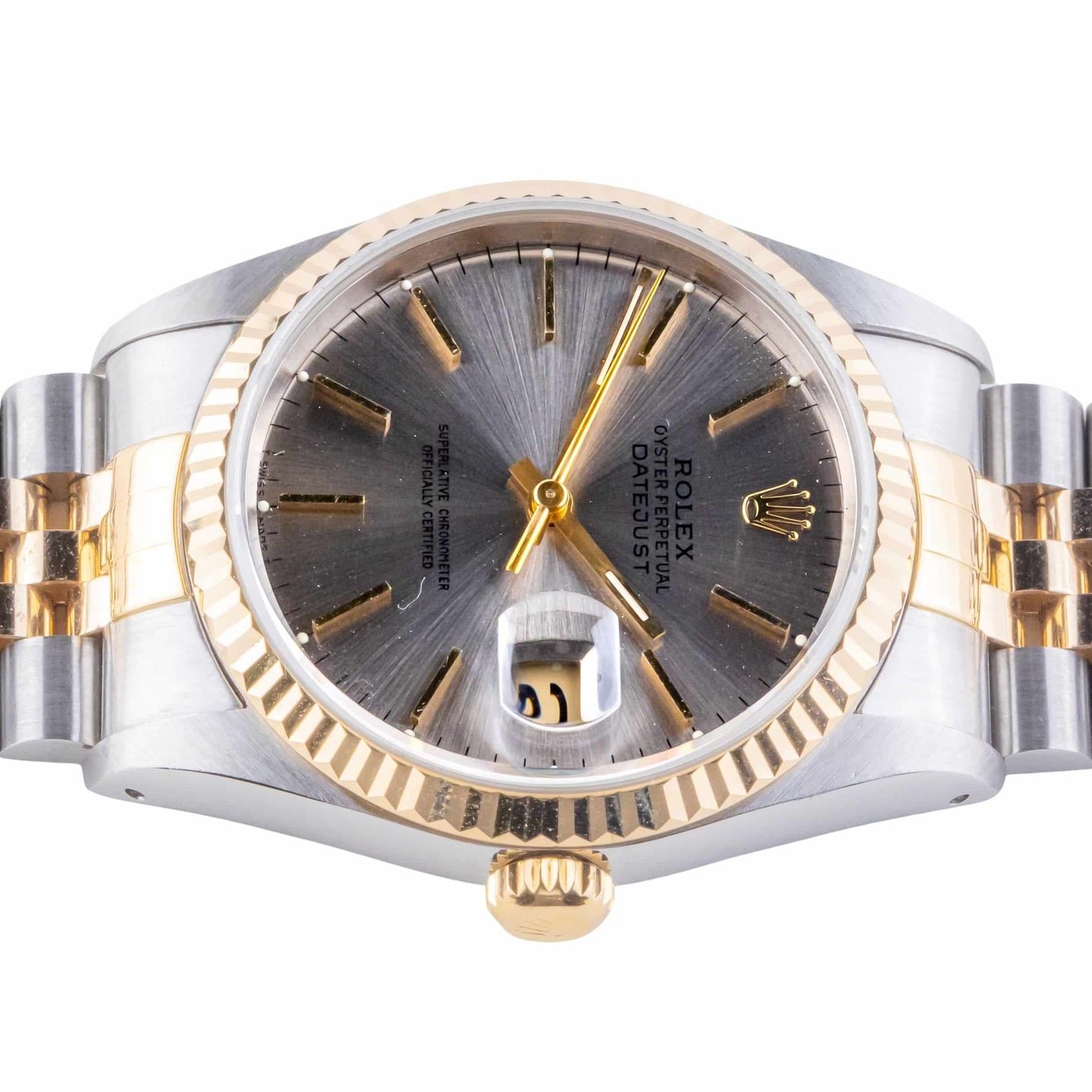 Rolex Datejust 36 16233 (1993) - Grey dial 36 mm Gold/Steel case (6/8)