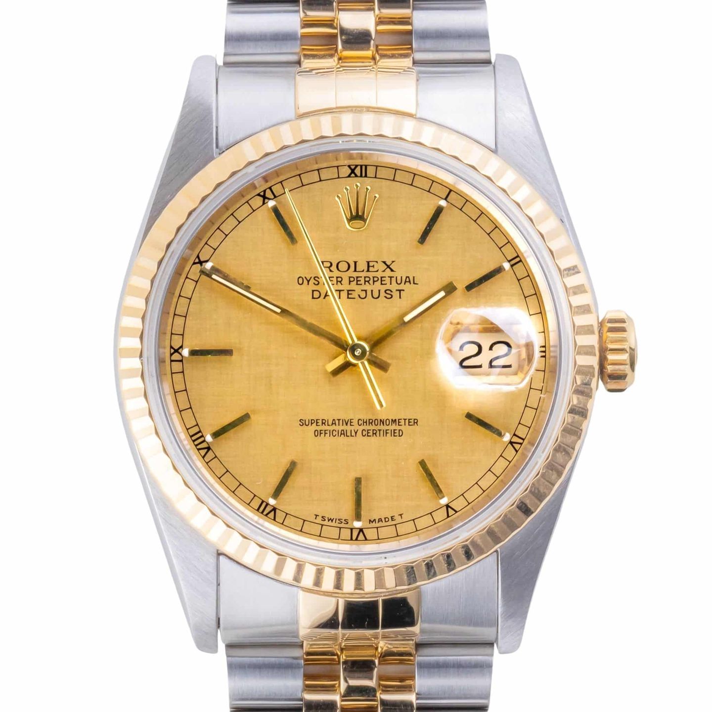 Rolex Datejust 36 16233 (1991) - Champagne dial 36 mm Gold/Steel case (3/8)