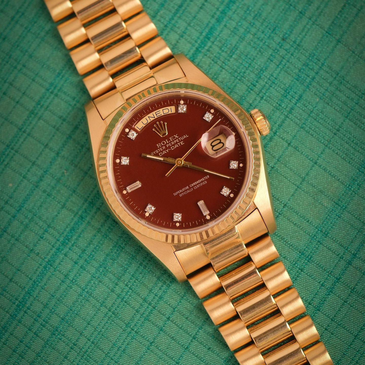 Rolex Day-Date 36 18038 (1979) - Rood wijzerplaat 36mm Geelgoud (3/24)