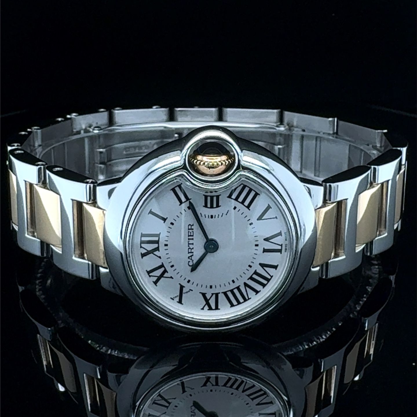 Cartier Ballon Bleu 28mm 3009 (2012) - White dial 28 mm Gold/Steel case (1/8)