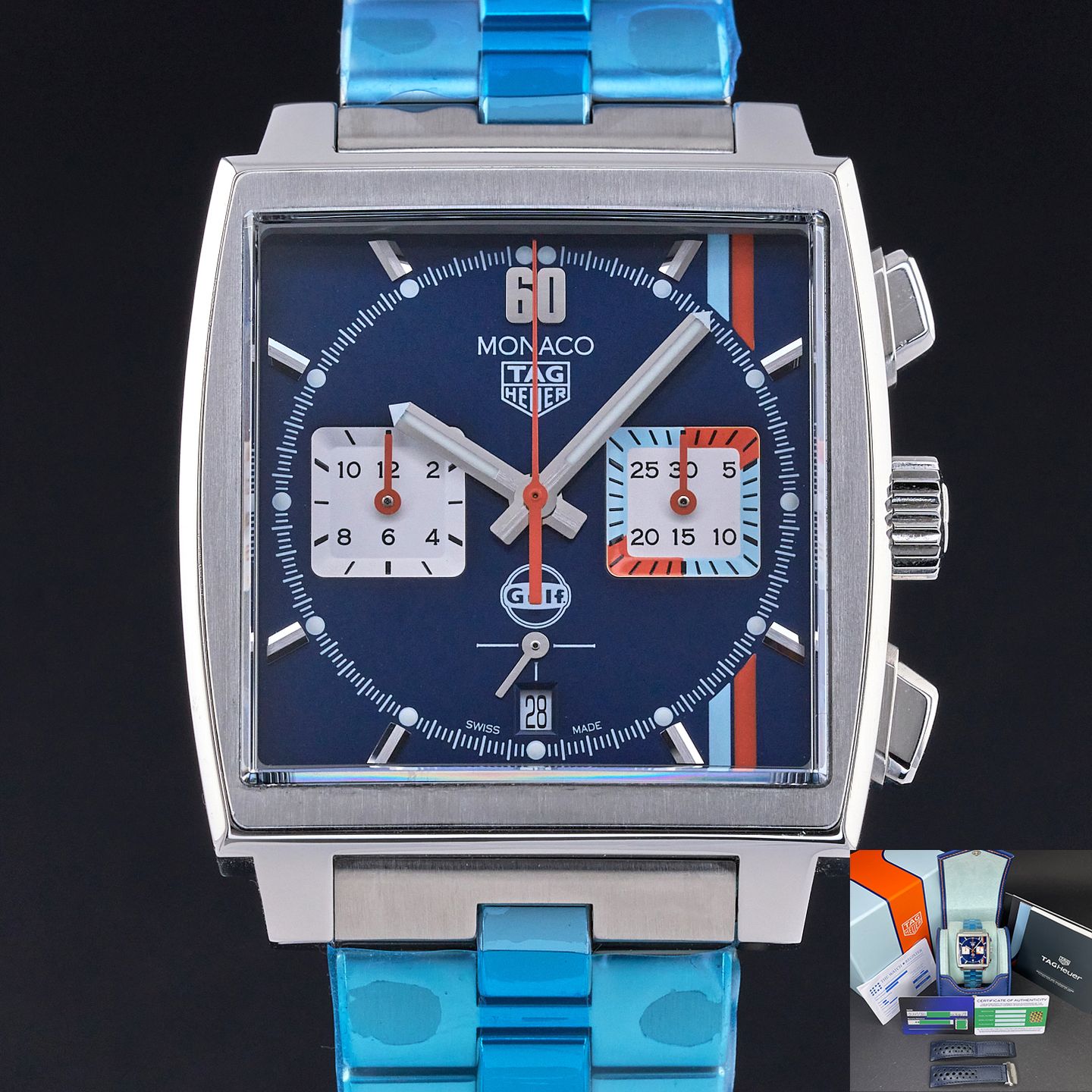 TAG Heuer Monaco CBL2115.FC6494 (2022) - Blue dial 39 mm Steel case (1/8)