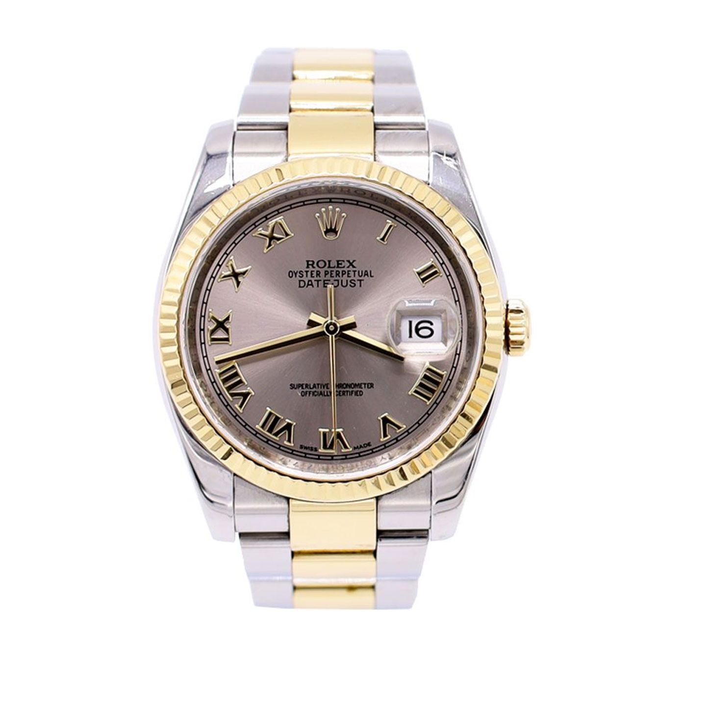 Rolex Datejust 36 116233 (2015) - Grey dial 36 mm Gold/Steel case (1/5)