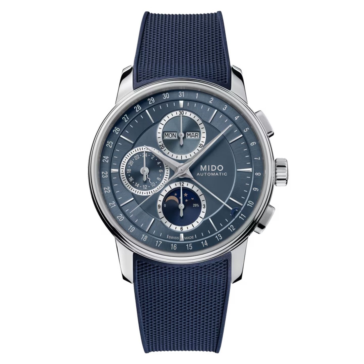 Mido Baroncelli Moonphase M027.625.17.041.00 (2024) - Blue dial 42 mm Steel case (1/1)