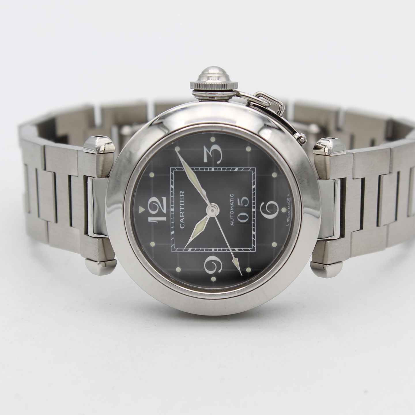 Cartier Pasha C W31053M7 (2003) - Black dial 35 mm Steel case (3/8)