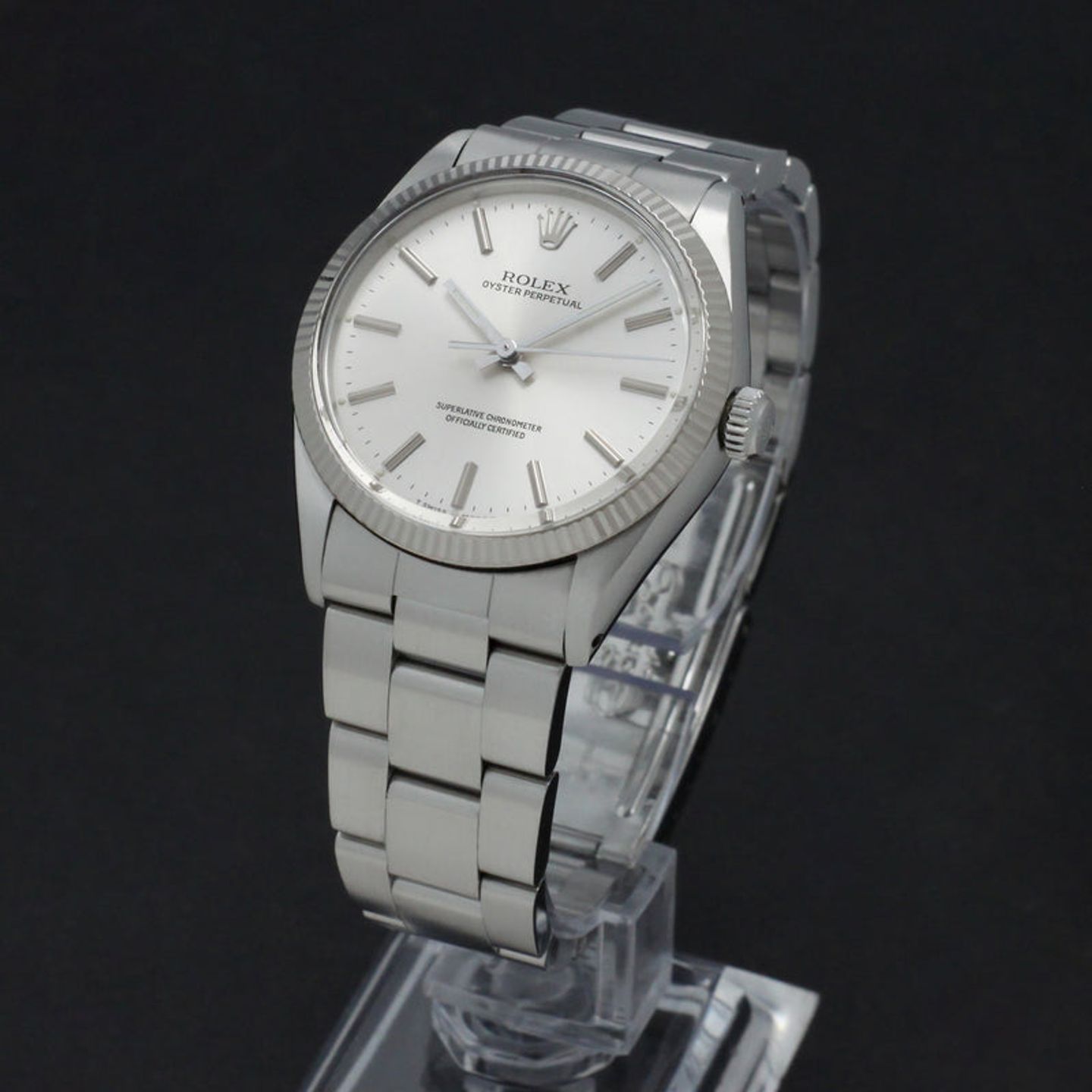 Rolex Oyster Perpetual 1005 (1997) - Zilver wijzerplaat 34mm Staal (2/7)