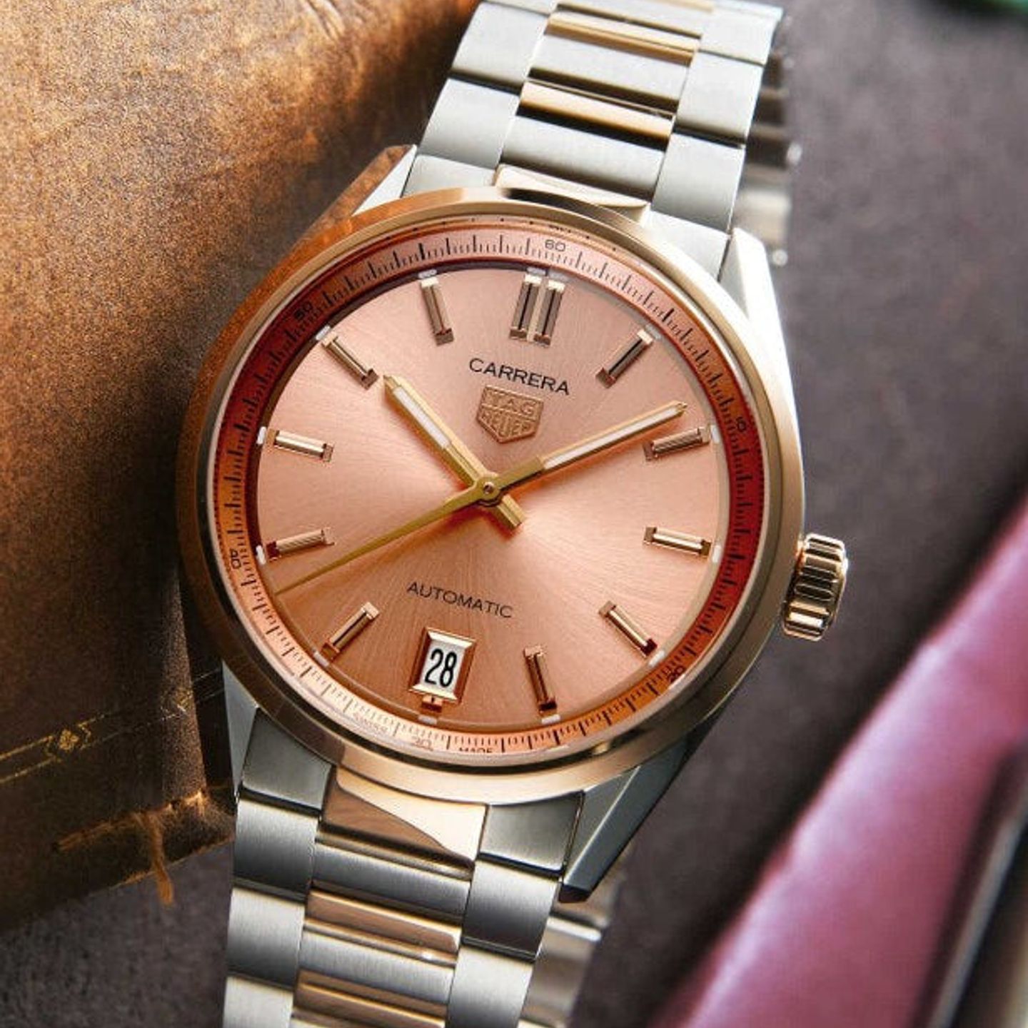 TAG Heuer Carrera Lady WBN2350.BD0000 (2025) - Pink dial 36 mm Gold/Steel case (1/1)