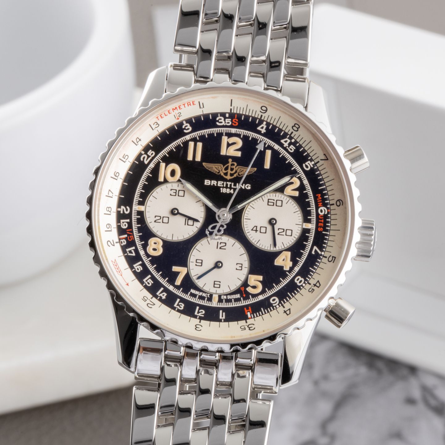 Breitling Navitimer A30021 (1995) - Zwart wijzerplaat 38mm Staal (3/8)