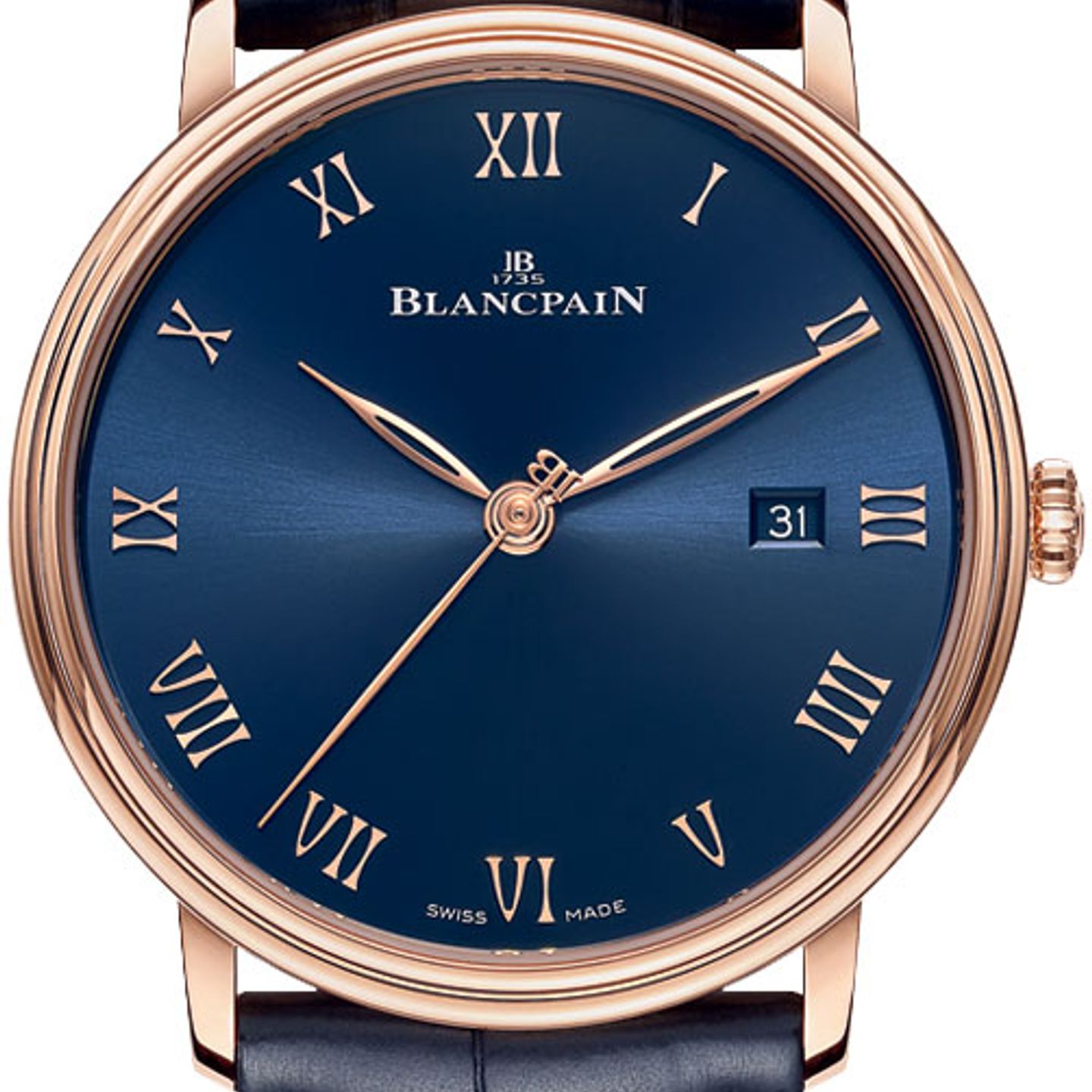 Blancpain Villeret Ultra-Slim 6651-3640-55B (Onbekend (willekeurig serienummer)) - Blauw wijzerplaat 40mm Roségoud (1/1)