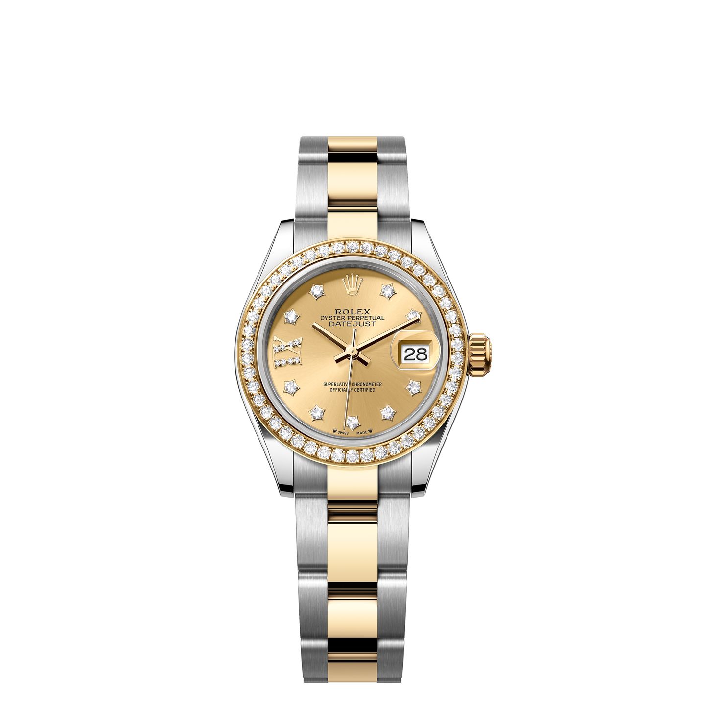 Rolex Lady-Datejust 279383RBR (2024) - Champagne dial 28 mm Gold/Steel case (1/1)