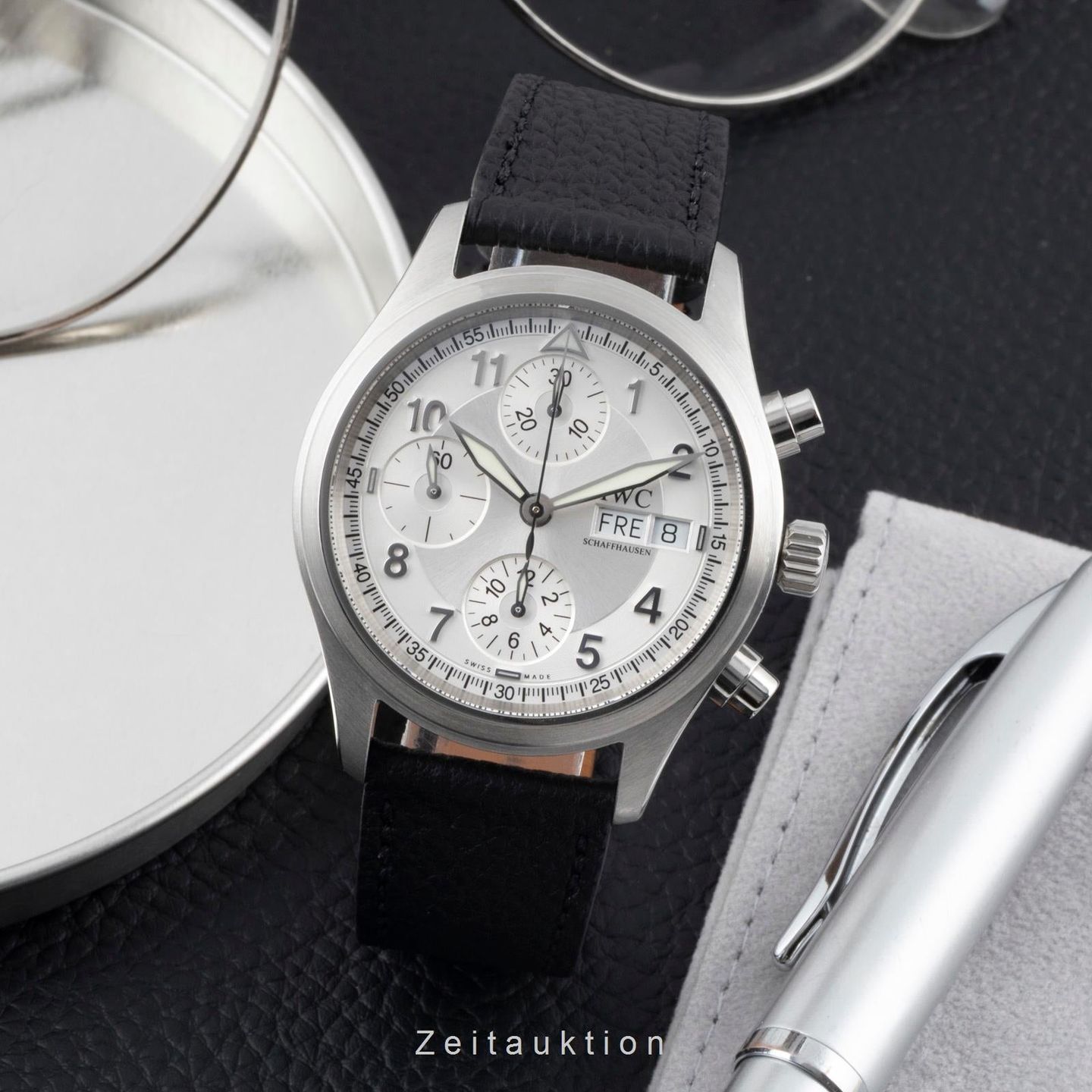 IWC Pilot Spitfire Chronograph IW370621 (2004) - Zilver wijzerplaat 39mm Staal (3/8)