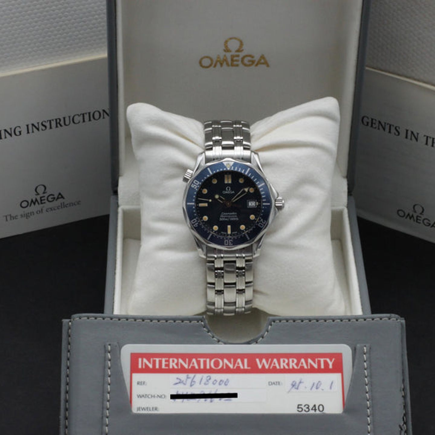 Omega Seamaster Diver 300 M 2561.80.00 (1995) - Blauw wijzerplaat 36mm Staal (3/7)