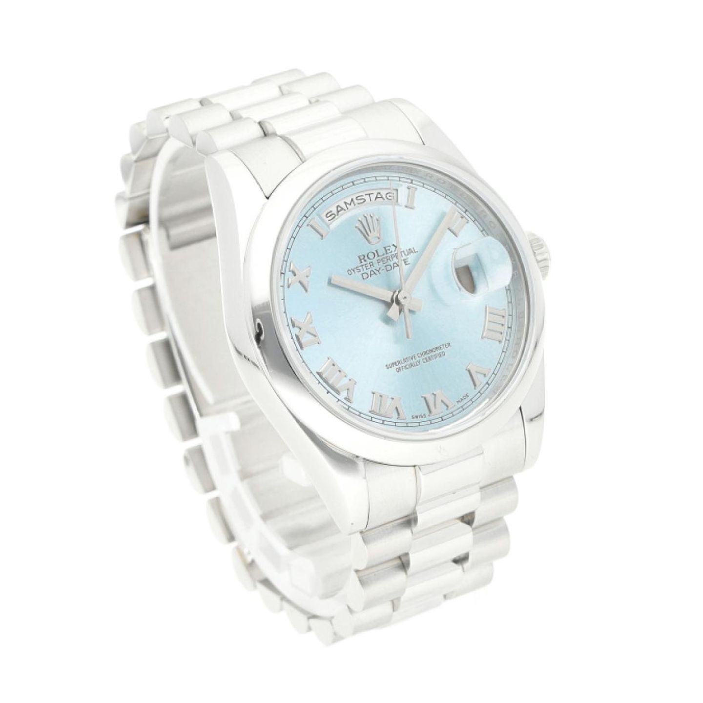 Rolex Day-Date 36 118206 (2010) - Blauw wijzerplaat 36mm Platina (3/8)