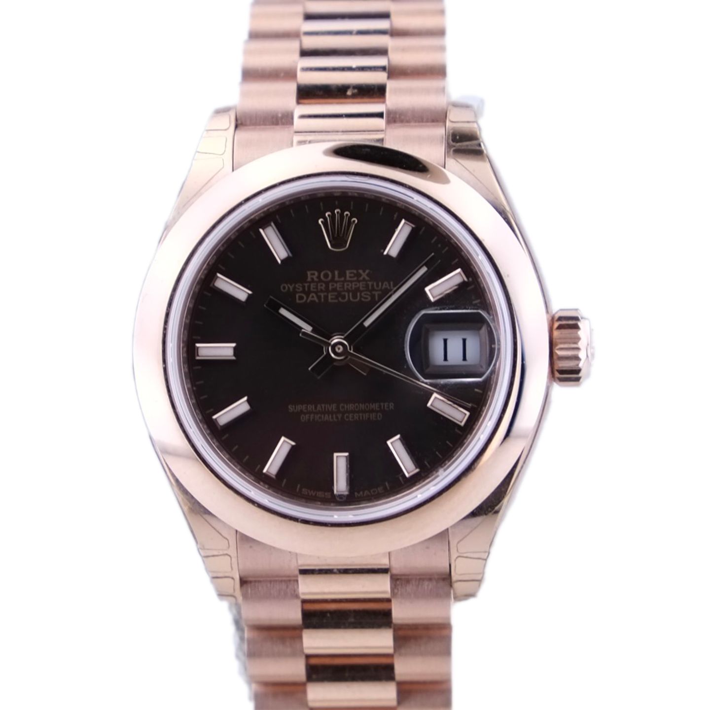 Rolex Lady-Datejust 279165 (2018) - Bruin wijzerplaat 28mm Roségoud (1/1)