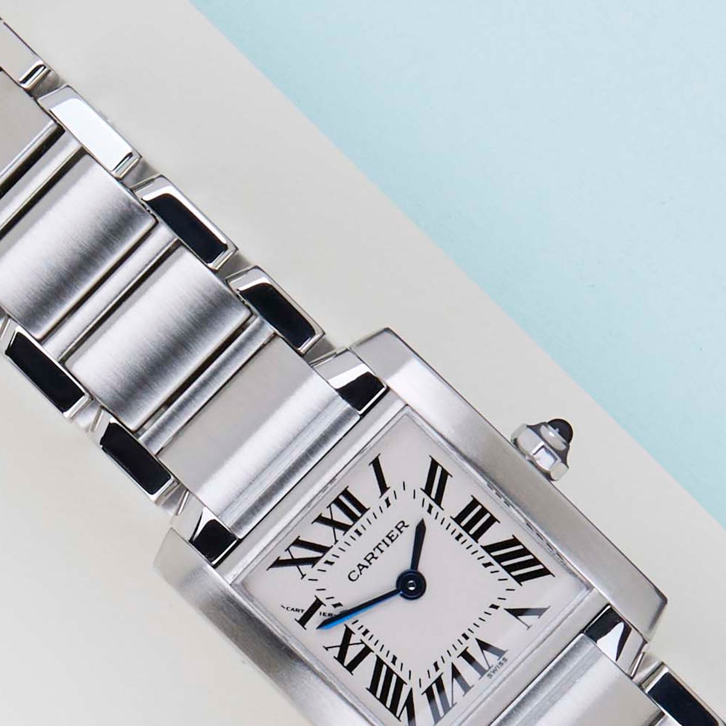 Cartier Tank Française SM W51008Q3 (2001) - White dial 20 mm Steel case (3/8)