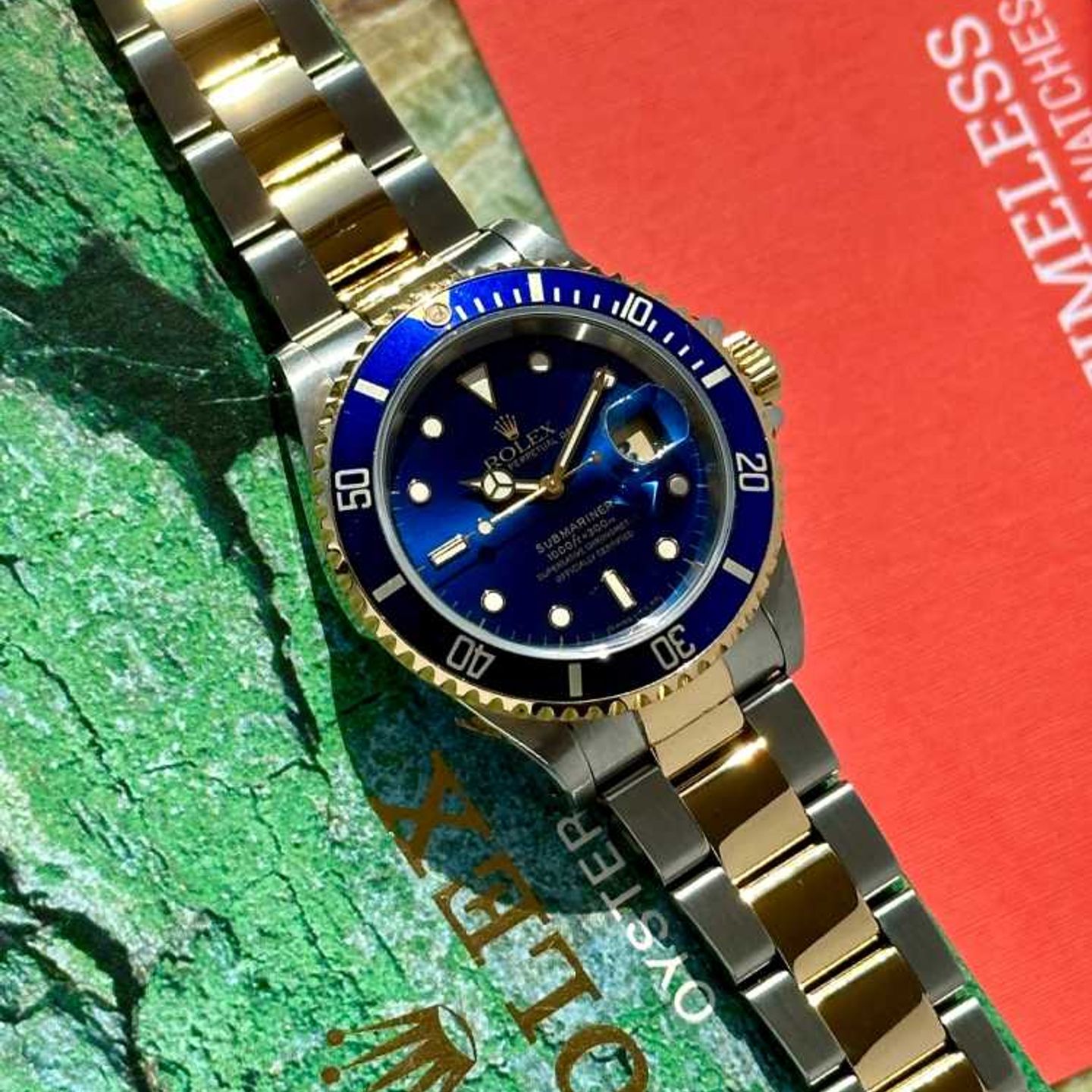 Rolex Submariner Date 16613 (1996) - Blue dial 40 mm Gold/Steel case (6/8)