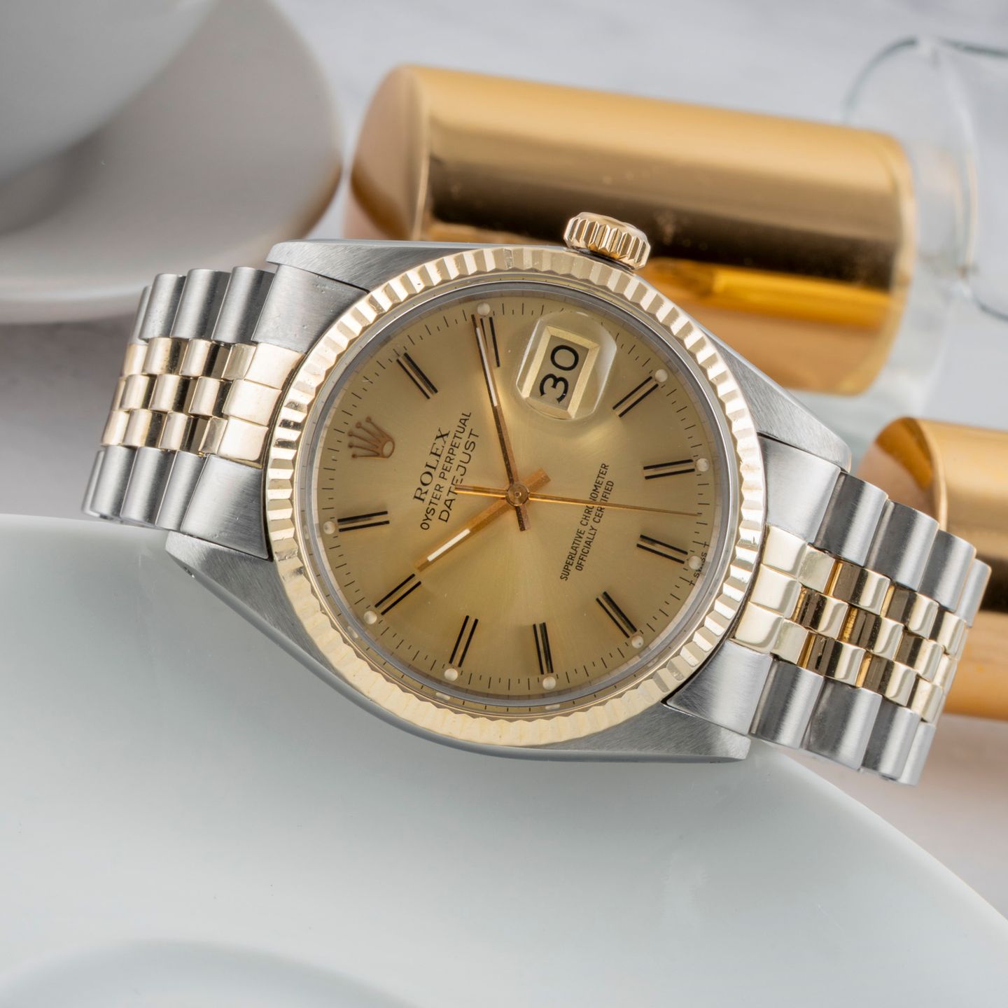 Rolex Datejust 36 16013 (1981) - Champagne dial 36 mm Gold/Steel case (2/8)