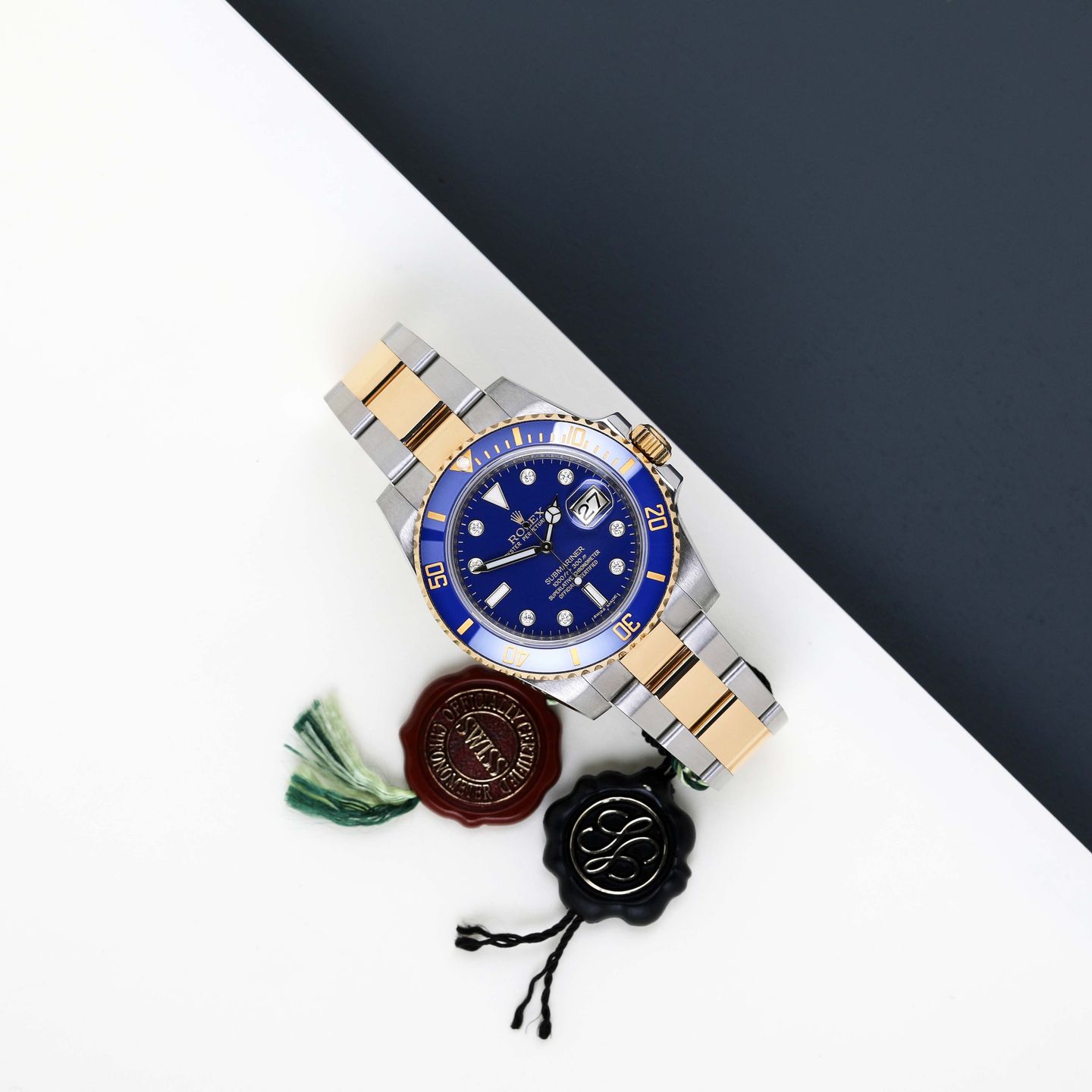 Rolex Submariner Date 116613LB (2012) - Blauw wijzerplaat 40mm Goud/Staal (2/8)