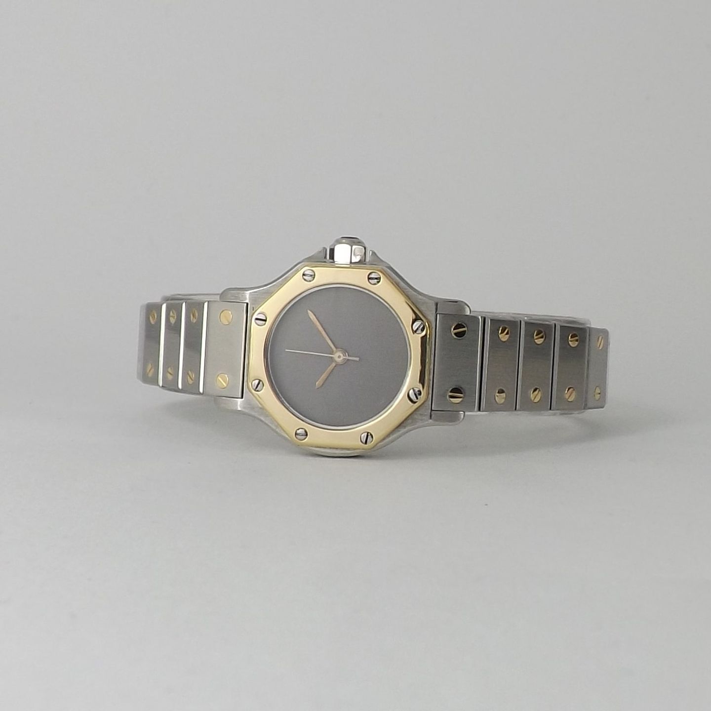 Cartier Santos 0907 (1990) - Grey dial 25 mm Gold/Steel case (2/8)