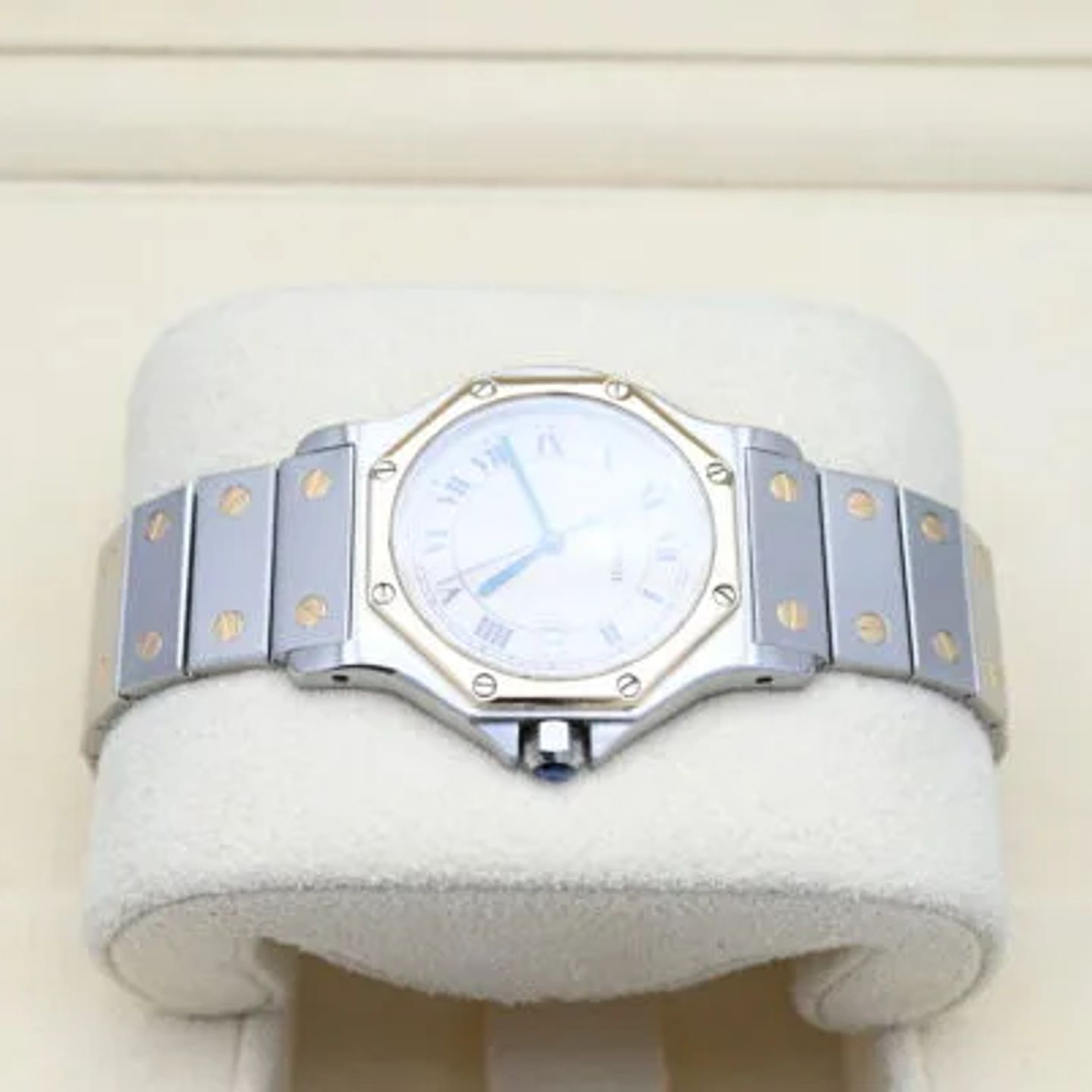 Cartier Santos 187902 (Onbekend (willekeurig serienummer)) - Wit wijzerplaat 30mm Goud/Staal (3/7)